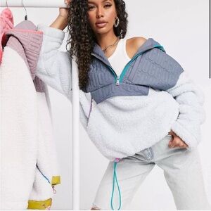 UGG Iggy Sherpa Half Zip Pullover Gray Dawn Multi color